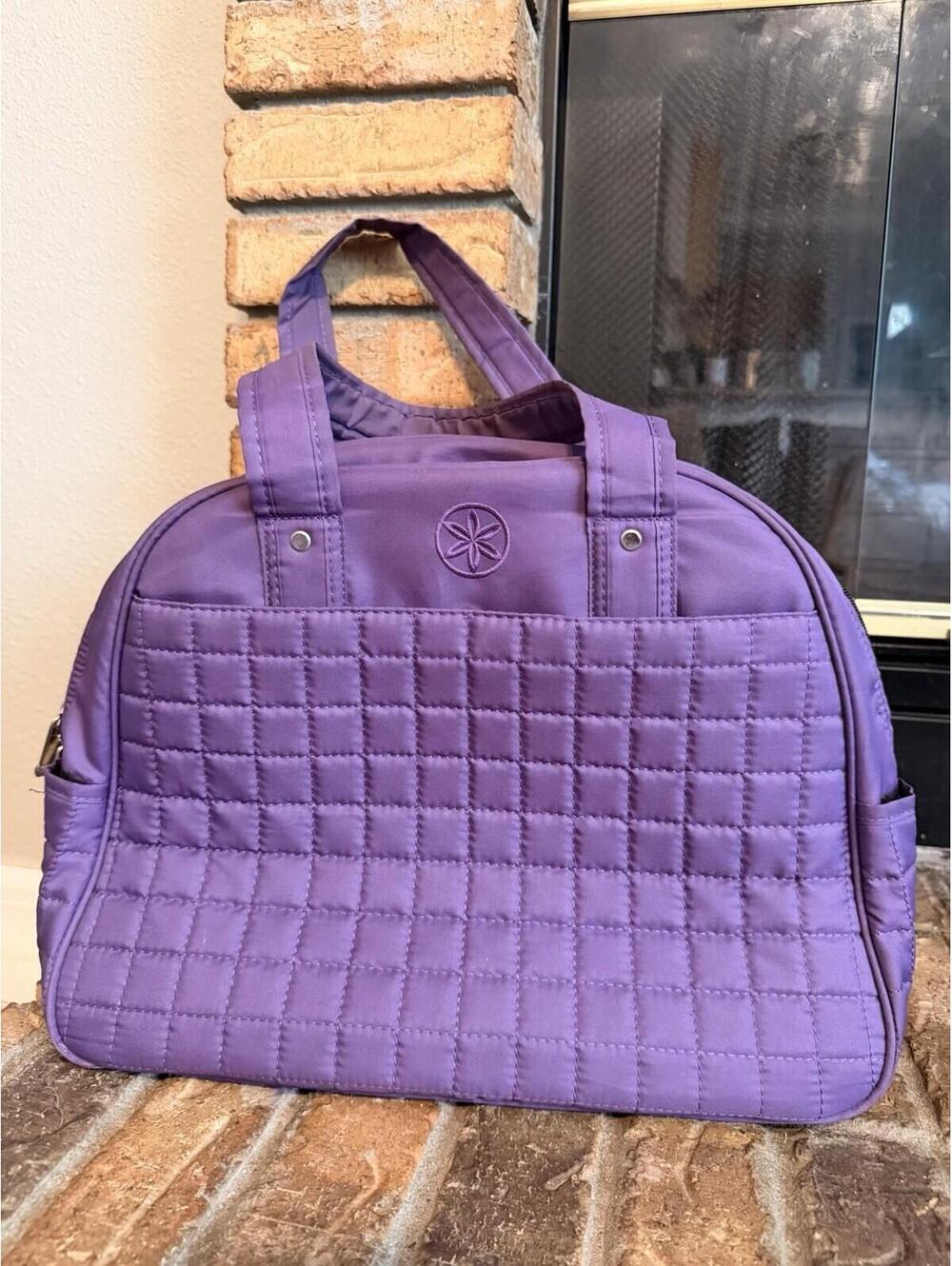 Gaiam Yoga Gym Bag Purple with Elastic Mat Holder On Bottom 17"x12"x6" Pockets